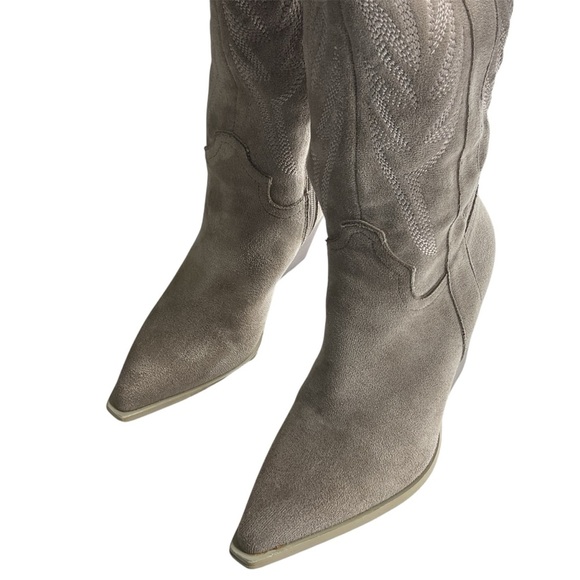 Buckle Tall Western Boot Society Tan Over the Knee Boots with Western Flair - Picture 4 of 8